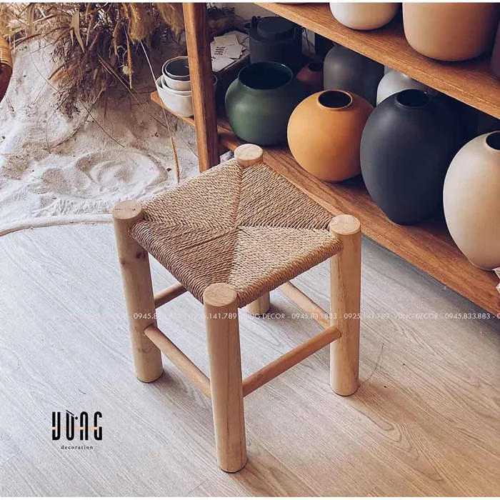 Ghế Gỗ Đan Mặt Dây