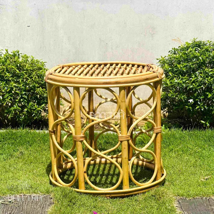 Ghế đôn mây Honey họa tiết xịn xò, decor phòng xinh