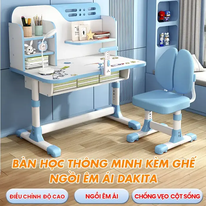 Bộ Bàn Học Sinh Thông Minh Chống Gù Chống Cận Tặng Kèm Ghế Cho Bé DAKITA -  Dakita Store