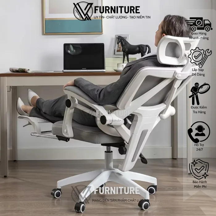 Ghế Xoay Công Thái Học VQ899 Làm Việc Học Tập Văn Phòng Cao Cấp| Ngả Lưng  Thư Giãn Có Gác Chân | Shopee Việt Nam