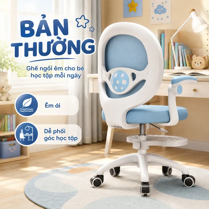 Ghế Học Sinh Trẻ Em Công Thái Học, Ghế Xoay Học Bài Điều Chỉnh Độ Cao, Có  Tựa Lưng, Gác Chân, Bánh Xe | Shopee Việt Nam