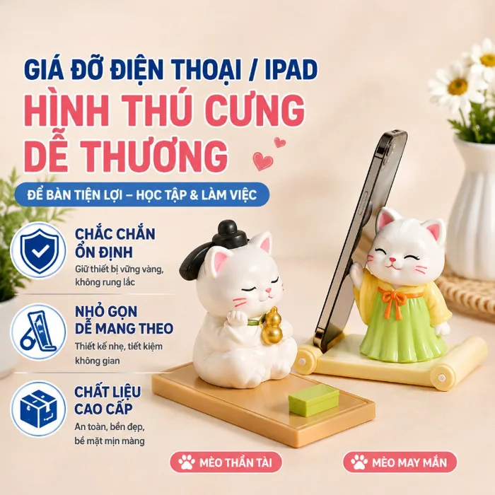 Giá đỡ điện Thoại IPad Cho Học Sinh Sinh Viên Dân Văn Phòng, Kệ để Bàn Hình  Thú Cưng Dễ Thương