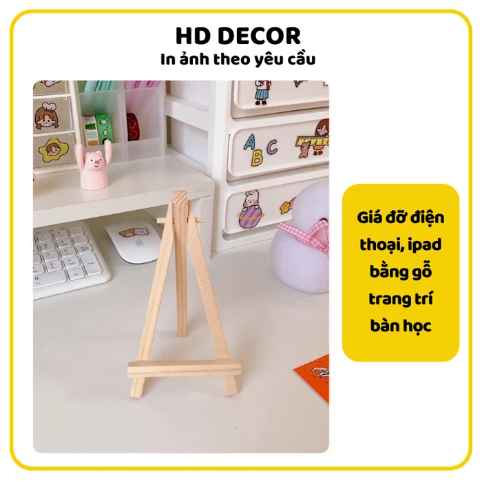 [Mã giảm giá] Giá đỡ điện thoại, ipad bằng gỗ trang trí bàn học, bàn làm  việc