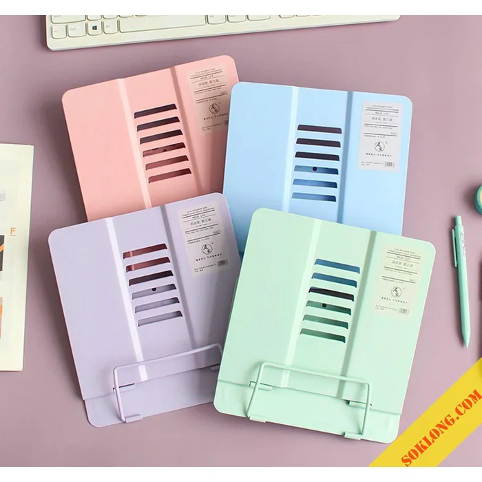 Giá đỡ, kẹp sách kim loại Pastel chống cận thị, trang trí bàn học K30 – Sổ  Klong