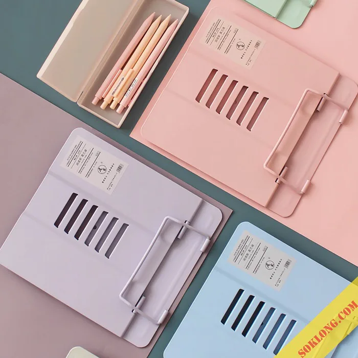 Giá đỡ, kẹp sách kim loại Pastel chống cận thị, trang trí bàn học K30 – Sổ  Klong