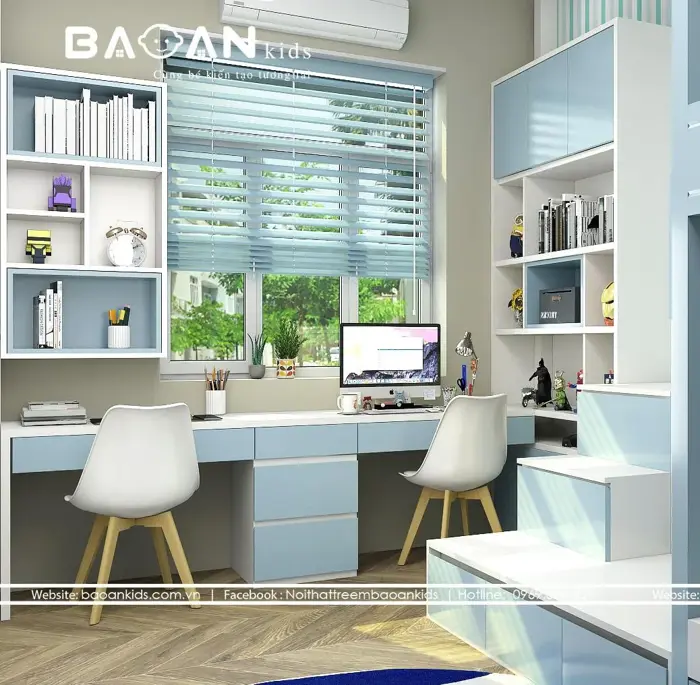 Bàn học có kệ sách - BH22 Thiết kế góc học tập trẻ được ưa chuộng nhất