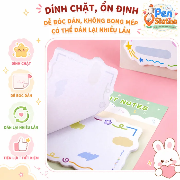 Giấy Note Khung Viền Dễ Thương - Cute Memo Pad Sticky Notes Trang Trí Học  Tập Văn Phòng Decor Sổ Tay