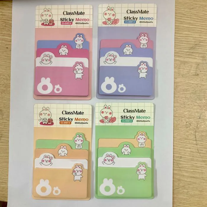 Giấy note ghi chú Classmate Sticky Memo CL-SN014 - hình thỏ dễ thương, chia  4 kích thước/tập