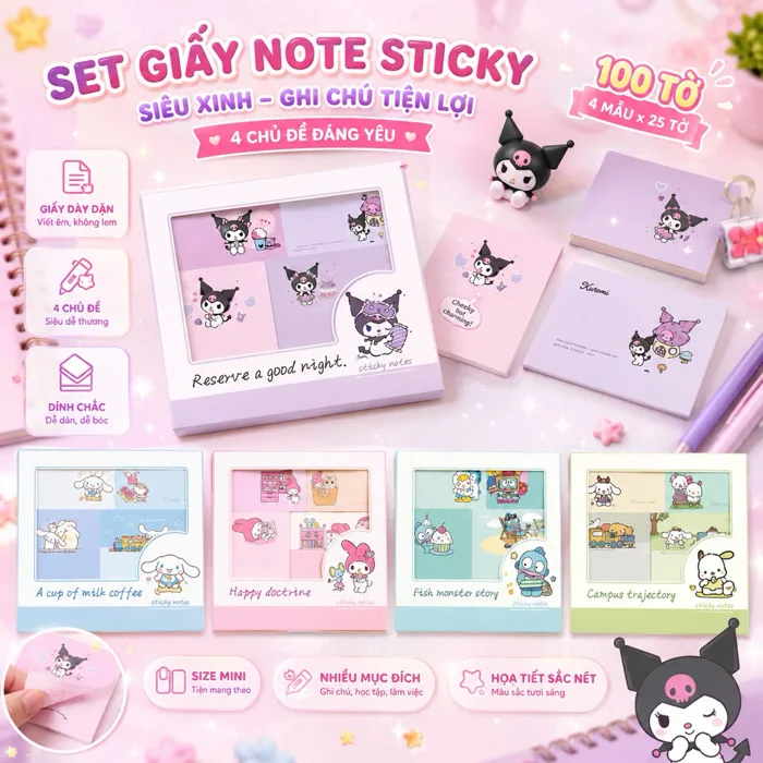 Giấy Note Ghi Chú Sanrio Siêu Dễ Thương 100 Tờ ✨ Sticky Note Học Tập Văn  Phòng Decor Sổ Tay | Shopee Việt Nam