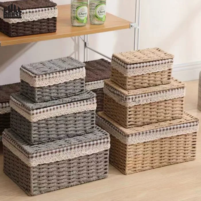 GIỎ MÂY ĐAN CÓ NẮP ĐÓNG - M - Full House Home Décor GIỎ MÂY ĐAN CÓ NẮP ĐÓNG - M - Full House Home Décor