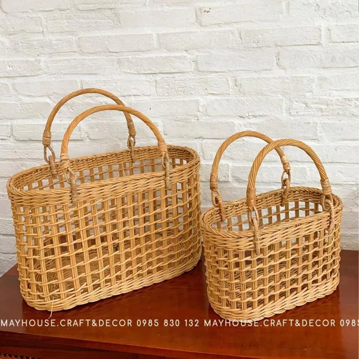 Giỏ mây tre đan thưa hàng thủ công chất lượng và tiện dụng Giỏ mây tre đan thưa hàng thủ công chất lượng và tiện dụng