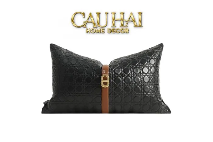Gối Da D.O Cannage Belt Savoir 30X50
