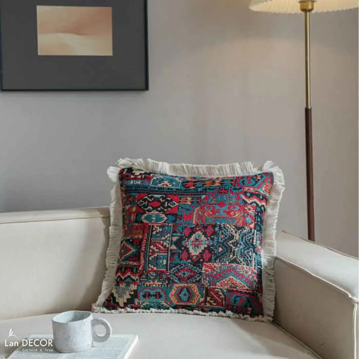 Vỏ gối tựa sofa họa tiết thổ cẩm độc lạ, phụ kiện trang trí nội thất hấp  dẫn - VG591 Cây Giả Trang Trí nhà Đẹp - Lan Decor