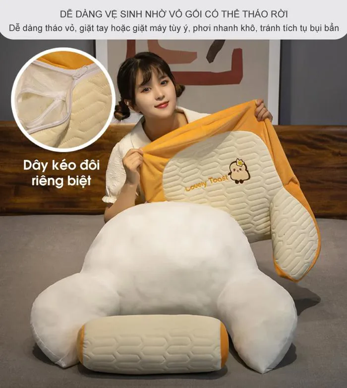 Gối đọc sách để giường sofa giải trí công thái học gối tựa đầu cao su tự  nhiên vỏ có thể tháo rời giặt được