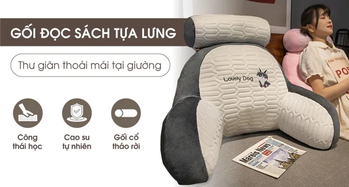 Gối đọc sách để giường sofa giải trí công thái học gối tựa đầu cao su tự  nhiên vỏ có thể tháo rời giặt được