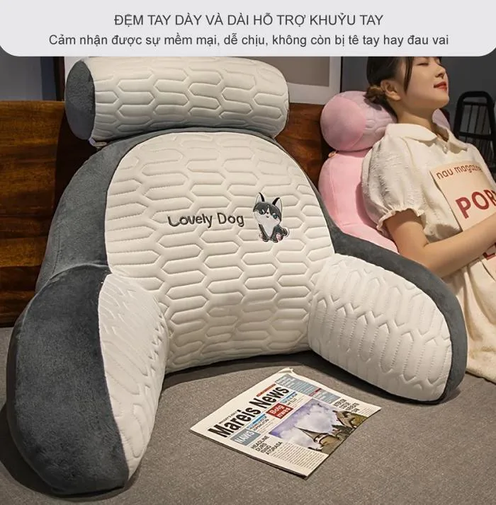 Gối đọc sách để giường sofa giải trí công thái học gối tựa đầu cao su tự  nhiên vỏ có thể tháo rời giặt được