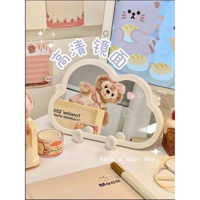Gương soi khung mây để bàn hoặc treo tường cute có đồ móc decor | Lazada Việt Nam