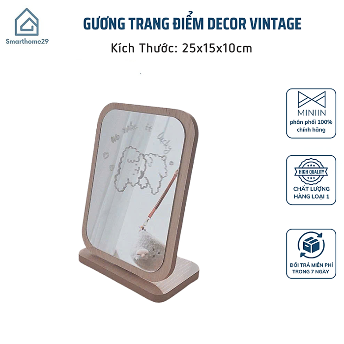 Mua Gương Gỗ Hàn Quốc Để Bàn – Gương Trang Điểm Decor Vintage Sang Trọng - HÀNG CHÍNH HÃNG MINIIN tại Smarthome29 | Tiki