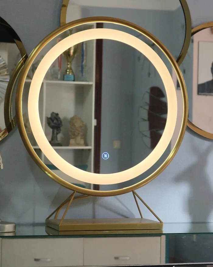 Gương tròn đèn led để bàn trang điểm cao cấp