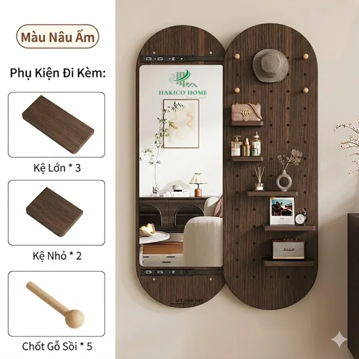 Gương decor phòng ngủ hiện đại, Gương soi treo tường kết hợp kệ treo đồ  thông minh-kc 1908. | Shopee Việt Nam