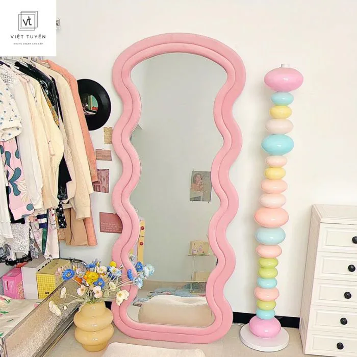 Gương Bọc Nỉ Toàn Thân Lượn Sóng Việt Tuyến, Decor phòng khách, phòng – Khung Tranh Việt Tuyến Gương Bọc Nỉ Toàn Thân Lượn Sóng Việt Tuyến, Decor phòng khách, phòng – Khung Tranh Việt Tuyến