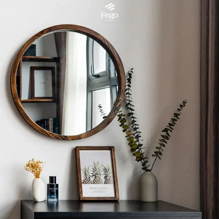 Gương tròn gỗ tự nhiên Gương tròn gỗ tự nhiên