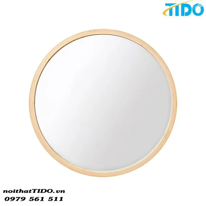 Gương Decor dáng tròn viền gỗ sồi TI-G09 Gương Decor dáng tròn viền gỗ sồi TI-G09