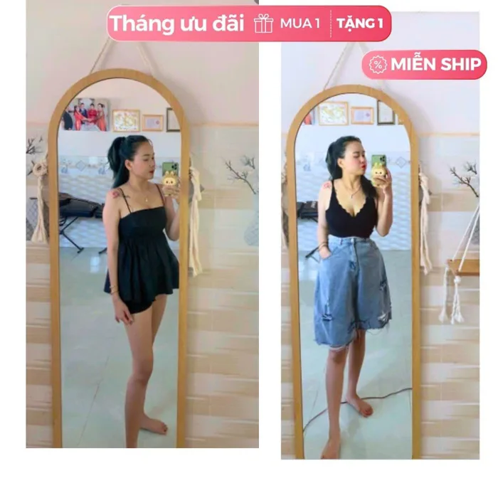 Gương soi toàn thân viền gỗ size 40x120cm, gương treo tường decor phòng cực  đẹp, tặng dây thừng và đinh treo