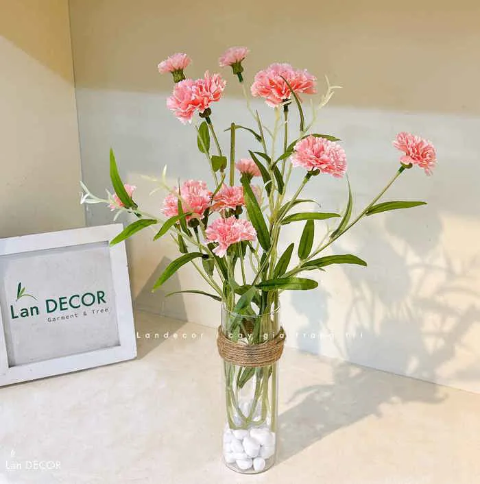 Bình Hoa Giả Decor- Bình Hoa Cẩm Chướng Để Bàn Xinh- CC1076 Cây Giả Trang  Trí nhà Đẹp - Lan Decor