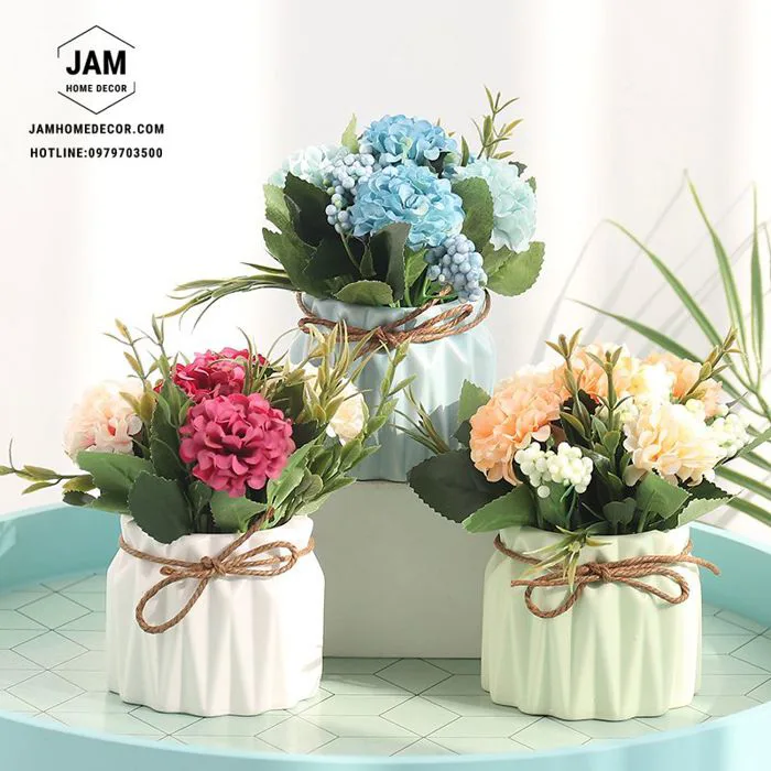 Chậu hoa giả cẩm tú cầu trang trí - Jam Home Decor