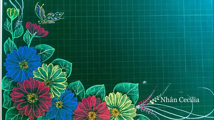 TRANG TRÍ BẢNG #9 | HƯỚNG DẪN VẼ HOA TRANG TRÍ GÓC BẢNG ĐƠN GIẢN | CÔ GIÁO NHÂN CECILIA