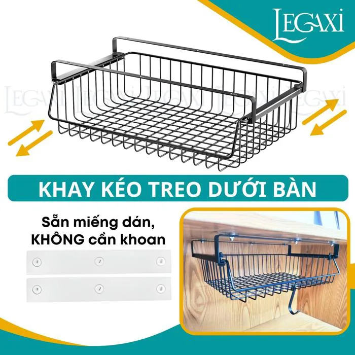 Khay lưới khung sắt để đồ dán dưới bàn làm việc bàn học làm việc ngăn bàn, hộc bàn văn phòng phẩm Legaxi – Legaxi