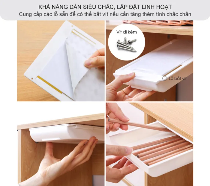 Ngăn kéo dưới bàn 25.5x20 cm gắn bàn làm việc hộc bàn rời văn phòng