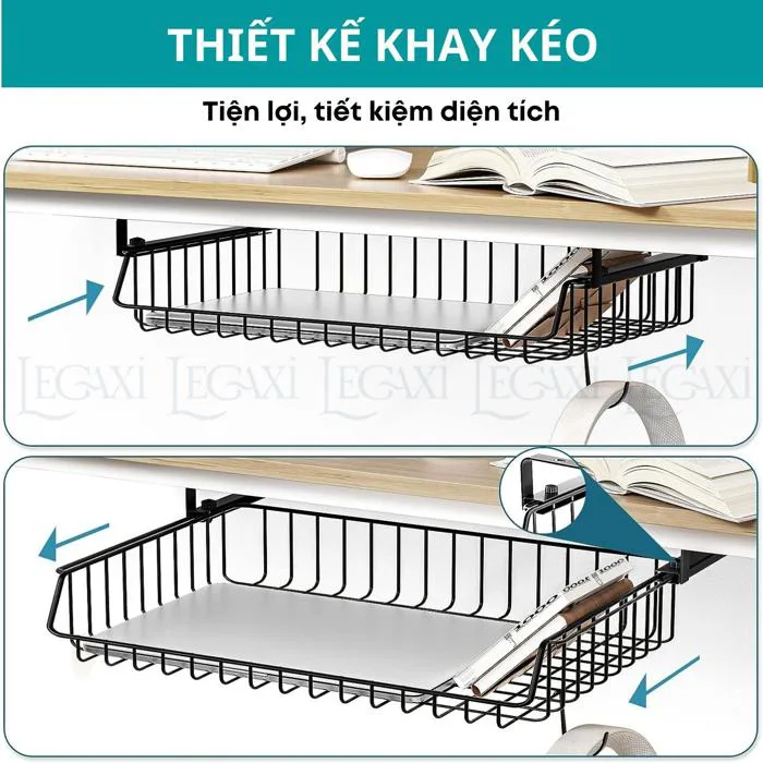 Khay lưới khung sắt để đồ dán dưới bàn làm việc bàn học làm việc ngăn bàn, hộc bàn văn phòng phẩm Legaxi – Legaxi