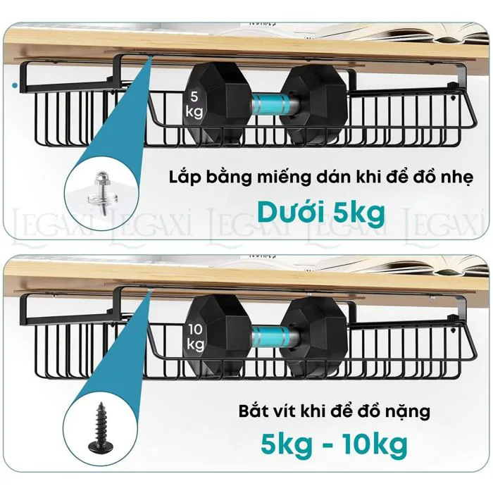 Khay lưới khung sắt để đồ dán dưới bàn làm việc bàn học làm việc ngăn bàn, hộc bàn văn phòng phẩm Legaxi – Legaxi