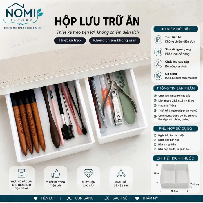 Hộp Lưu Trữ Âm Dưới Bàn Cỡ Nhỏ Đa Năng – Ngăn Kéo Bí Mật Dán Gầm Bàn, Đựng Bút, Mỹ Phẩm, Văn Phòng Phẩm