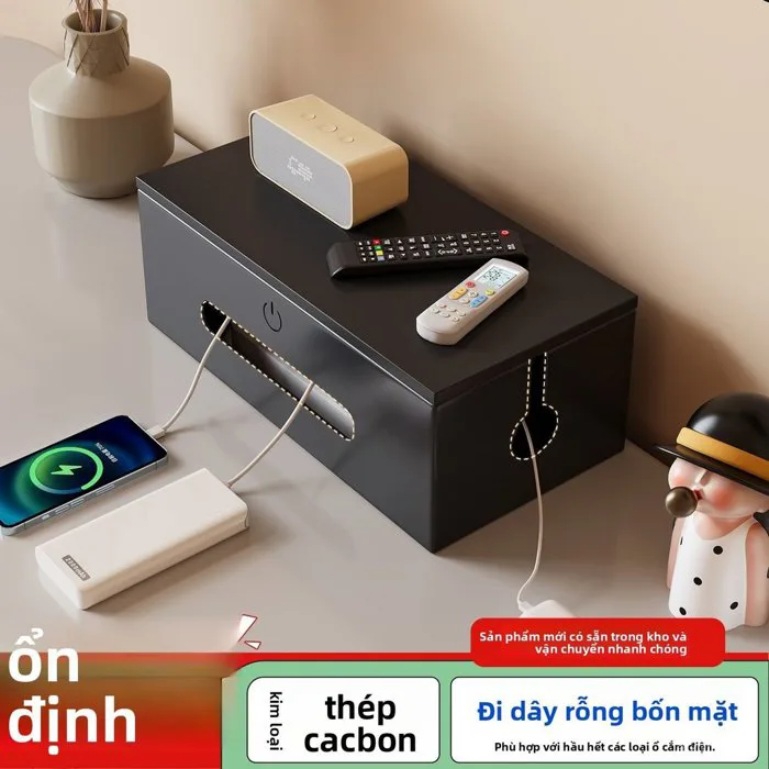 Hộp quản lý dây nguồn ổ cắm điện bàn làm việc giấu dây cáp gọn gàng chống  bụi an toàn | Shopee Việt Nam