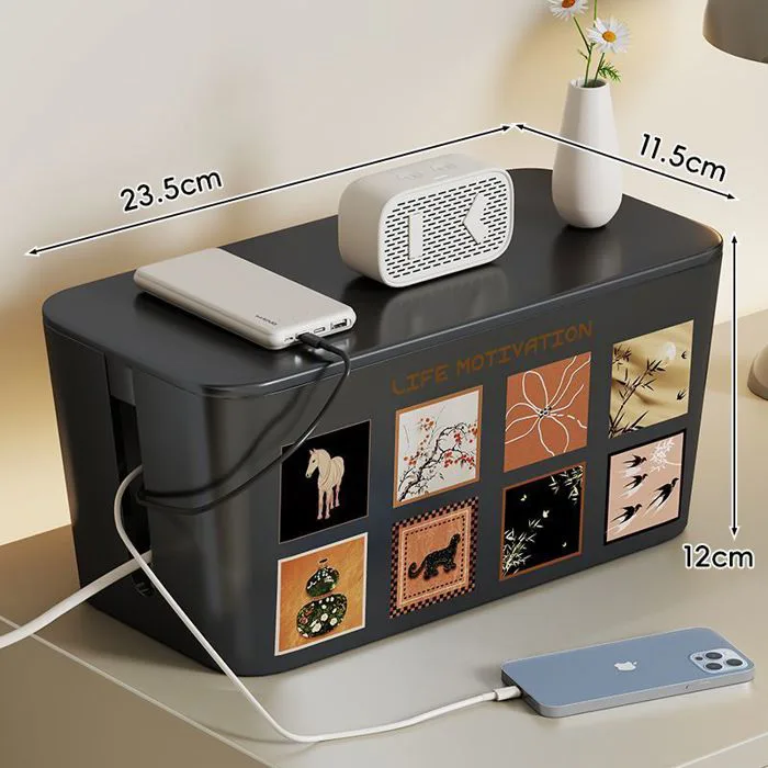 Hộp đựng dây điện, hộp sắp xếp ổ cắm điện, dụng cụ quản lý và giấu dây cáp  trên bàn làm việc, hộp đựng đầu nối cáp dữ li