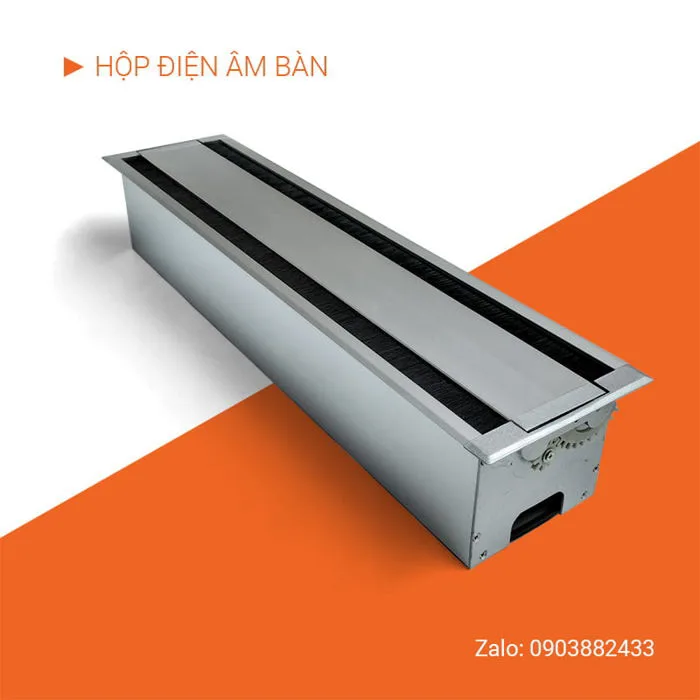 Hộp ổ cắm điện âm bàn kích thước dài 600 x 145 (mm) nắp mở 2 chiều - Nội  thất Mộc Gia Phát