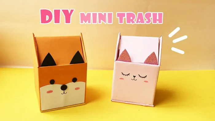 Cách làm Thùng Rác Mini Để Bàn | How to Make a Mini Trash Can From Used  Cardboard | DIY Mini Trash