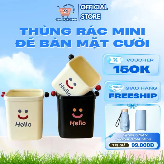Thùng Rác Mini Để Bàn Hình Mặt Cười Siêu Cute Nhỏ Gọn Tiện Lợi Dùng Cho Bàn  Học Bàn Làm Việc