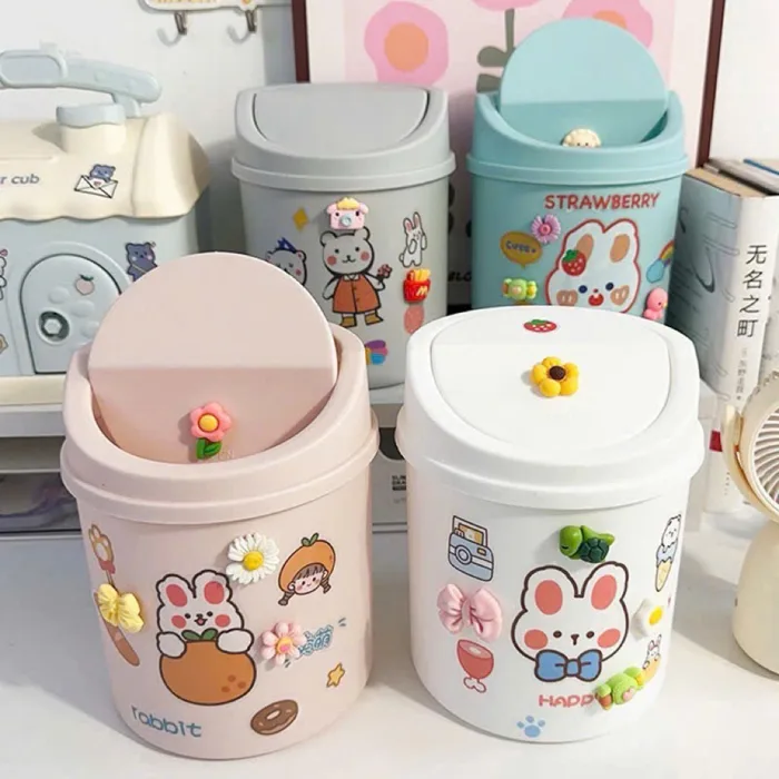 Thùng Rác Mini Cute Nắp Lật - Sọt Rác Để Bàn decor bàn học
