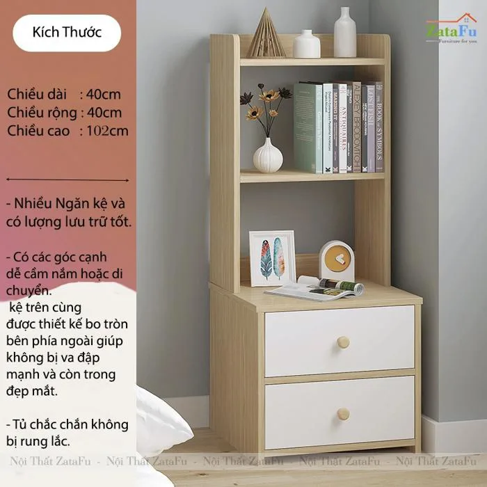 Tủ Đầu Giường Decor Nội Thất Phòng Ngủ 2 Ngăn Kéo Kèm Kệ Sách TDG-34 | ZataFu Tủ Đầu Giường Decor Nội Thất Phòng Ngủ 2 Ngăn Kéo Kèm Kệ Sách TDG-34 | ZataFu