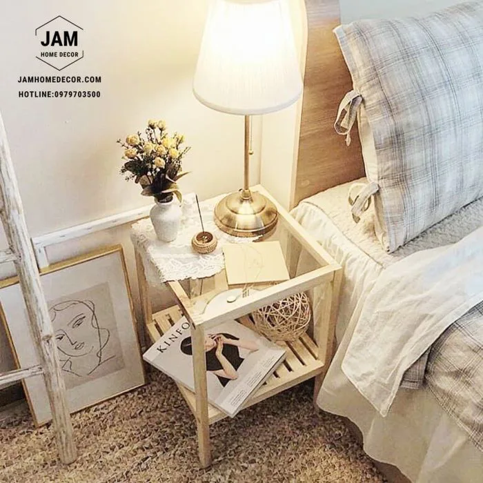 Kệ đầu giường 2 tầng mặt kính cường lực - Jam Home Decor Kệ đầu giường 2 tầng mặt kính cường lực - Jam Home Decor