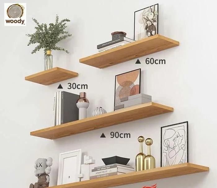 Kệ Gỗ gắn Tường Trang Trí Decor, gỗ cao su (GỖ THẬT, PHỦ BÓNG) Đồ chơi Bắc  Hà