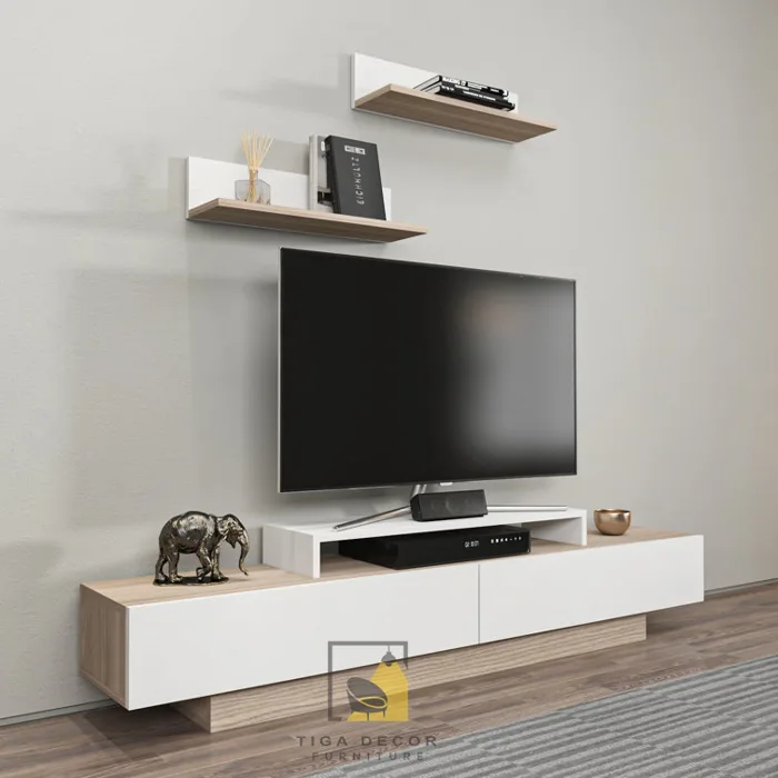 Kệ Tivi Phòng Khách Hiện đại ( Quà Tặng: 2 Kệ Trang Trí Treo Tường ) - Tiga Decor Kệ Tivi Phòng Khách Hiện đại ( Quà Tặng: 2 Kệ Trang Trí Treo Tường ) - Tiga Decor