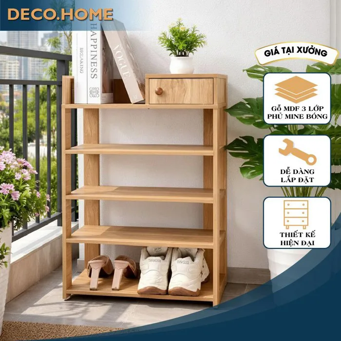 Kệ Giày Gỗ 5 Tầng DECOHOME, Kệ Decor Có Hộp Tiện Lợi Thiết Kế Hiện Đại,  Chất Liệu Gỗ MDF Bền Đẹp | Shopee Việt Nam