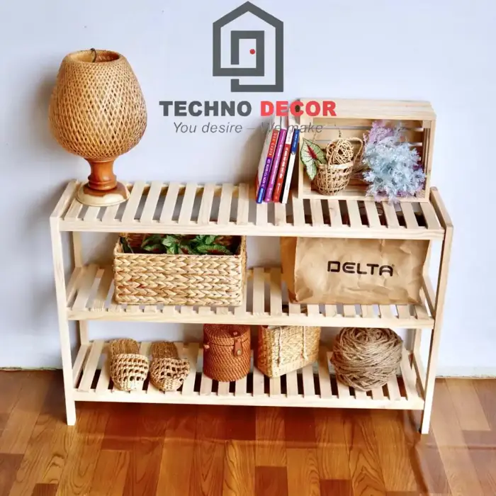 Kệ giày dép gỗ thông 3 tầng - Trang trí - Techno Decor