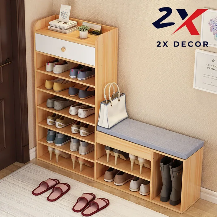 2X Decor - Kệ Để Giày Đa Năng Kèm Ghế Thay Giày Có Ngăn Đựng Đồ Tiện Lợi -  2X053