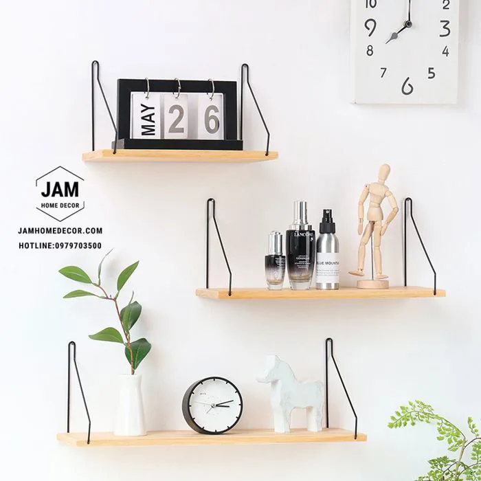 Kệ gỗ treo tường đà lạt thanh treo sắt
